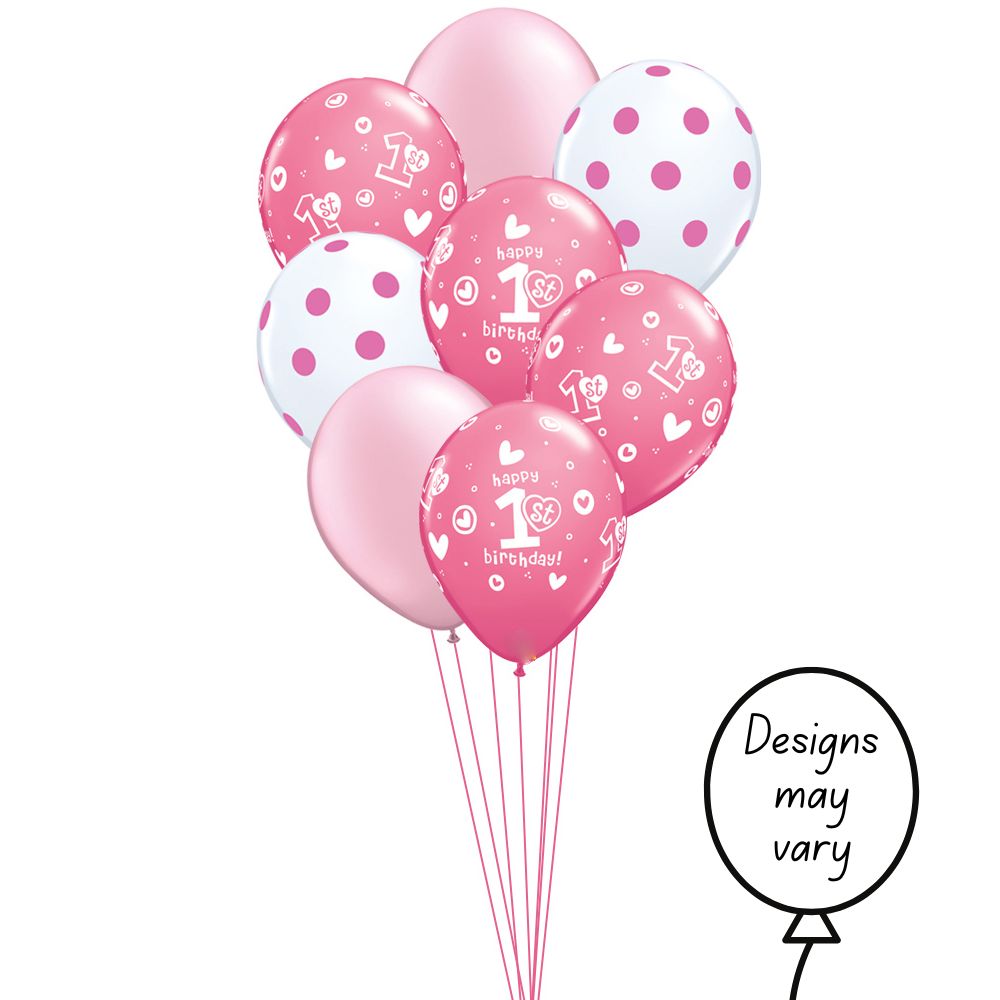 Girl's 1st Birthday Mix Balloons
