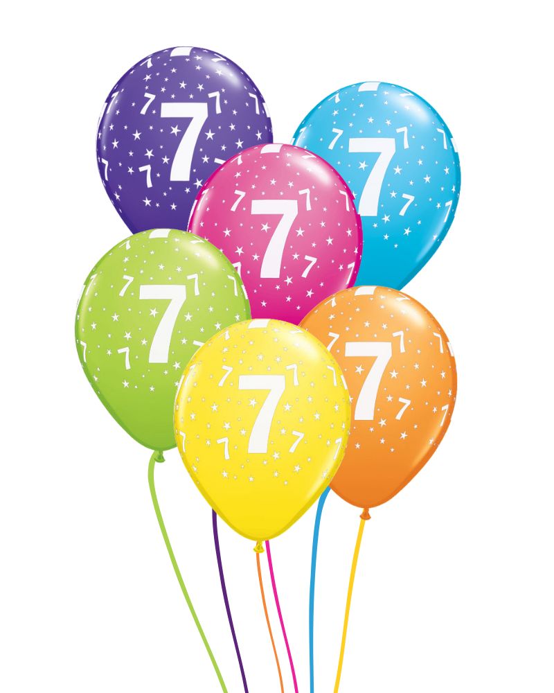 7th Birthday Bright Mix Ceiling Balloons