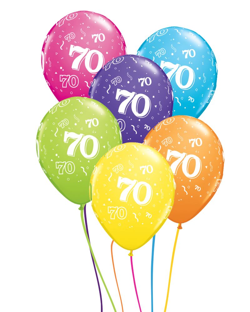 70th Birthday Bright Mix Ceiling Balloons