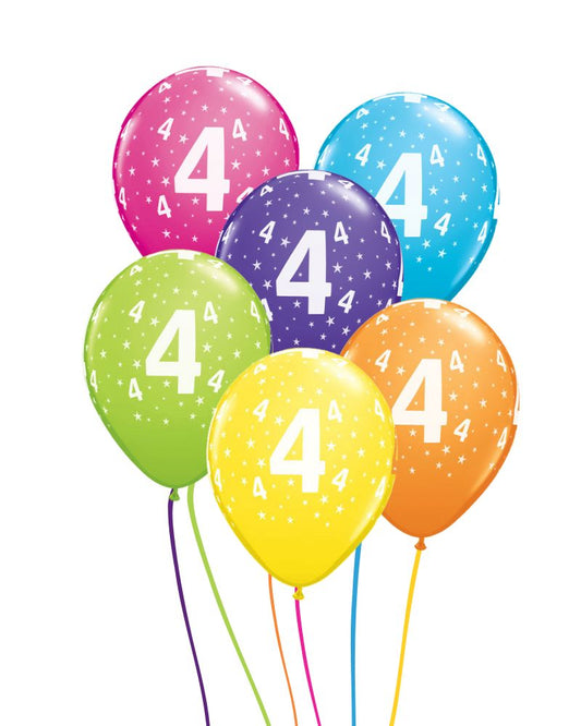 4th Birthday Bright Mix Ceiling Balloons