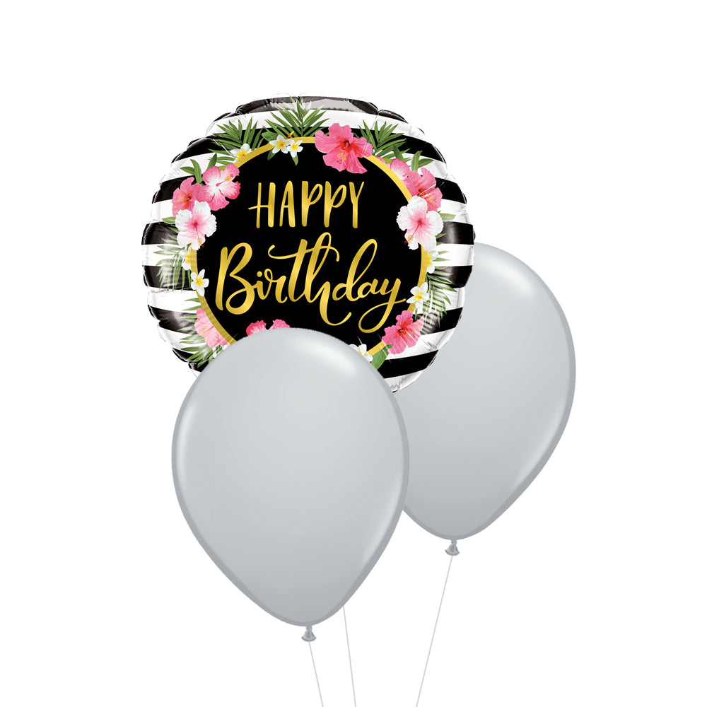 Hibiscus Stripes Birthday Balloon