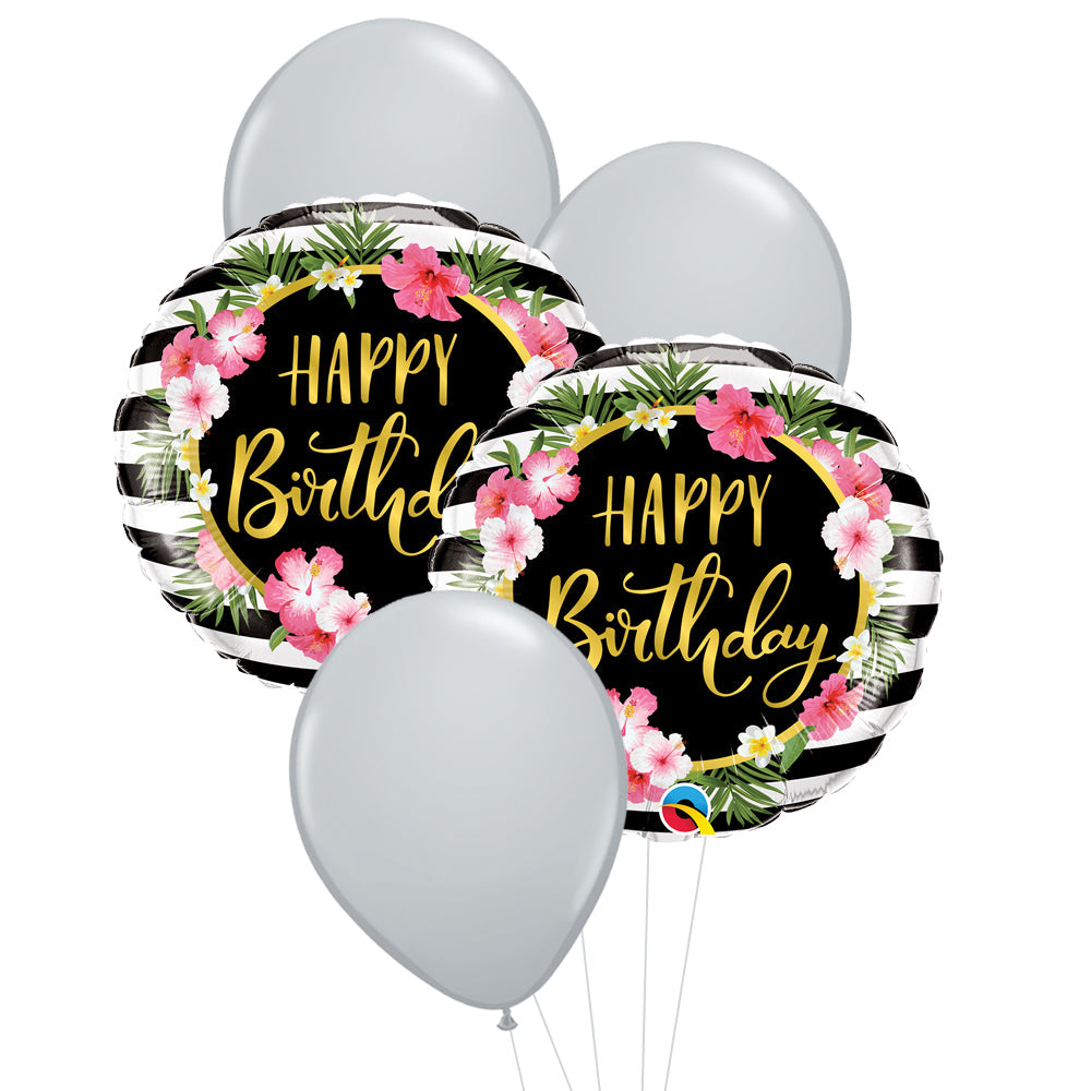 Hibiscus Stripes Birthday Balloon