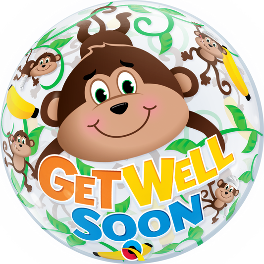 Get Well Monkey Bubble Balloon Bouquet