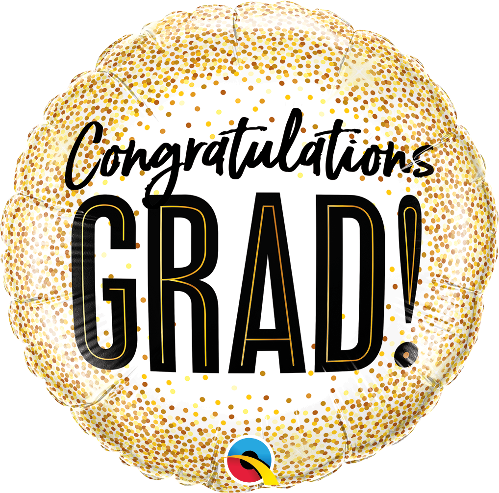 Congratulations Grad Gold Glitter Balloon - PartyFeverLtd