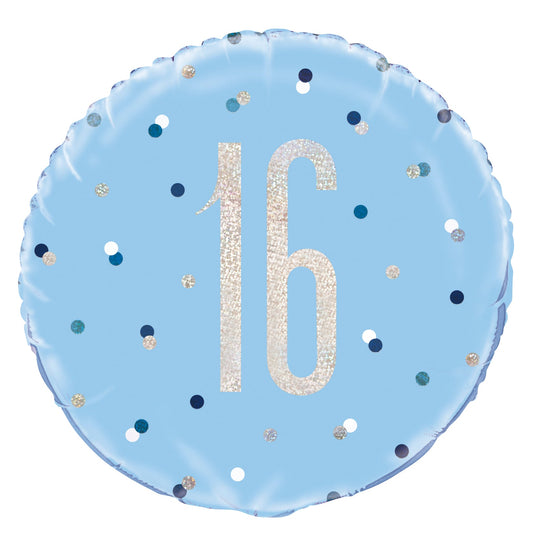 Glitz Blue 16th Birthday Balloon