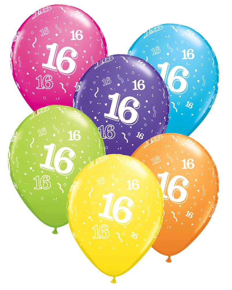 16th Birthday Balloons Pk6 - PartyFeverLtd