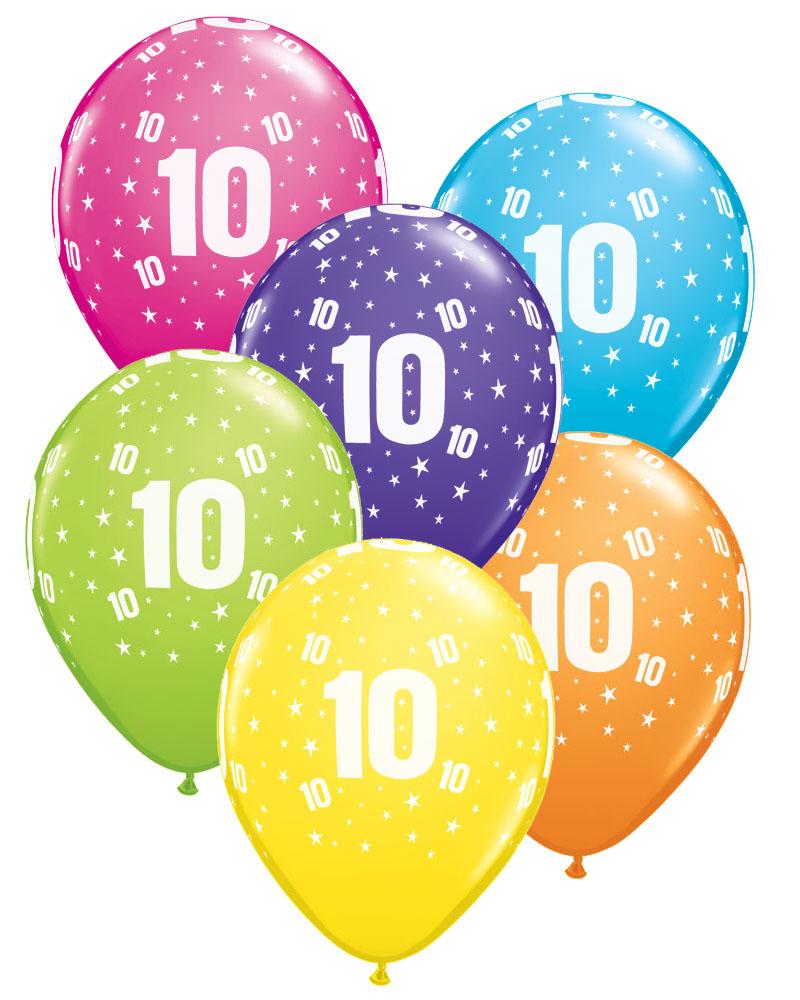 10th Birthday Balloons Pk6 - PartyFeverLtd