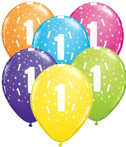 1st Birthday Balloons Pk6 - PartyFeverLtd