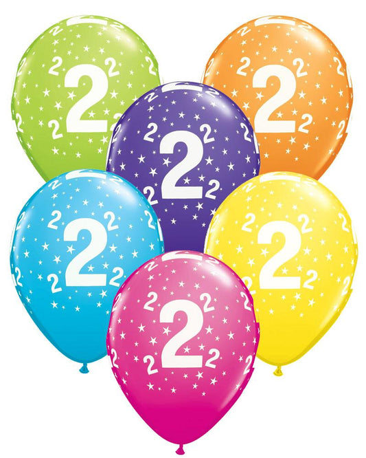 2nd Birthday Balloons Pk6 - PartyFeverLtd