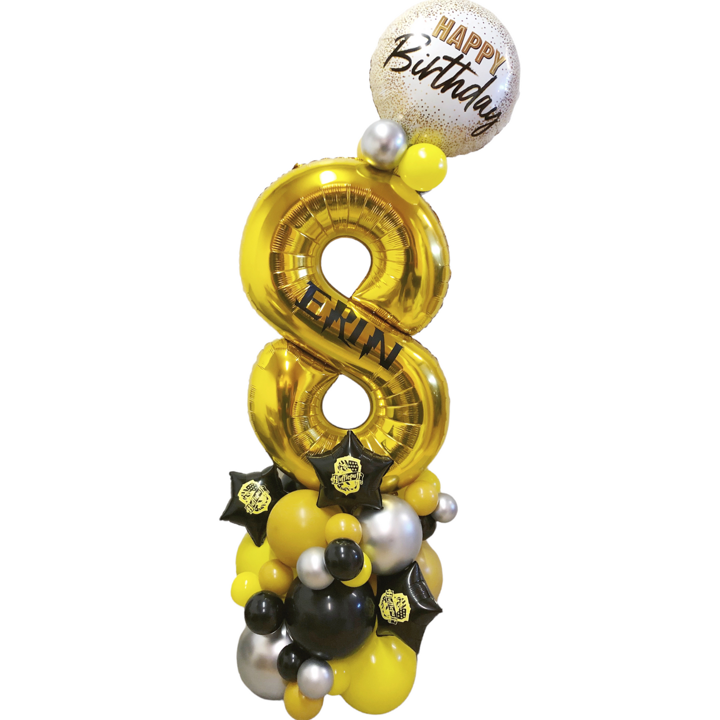 Personalised Balloon Number Stacks make an impressive display and they're super long lasting. Our balloon stacks are approximately 48"-56" high, they're great as a photo backdrop at kid's parties. Choose the number you need add the name and pick your theme.