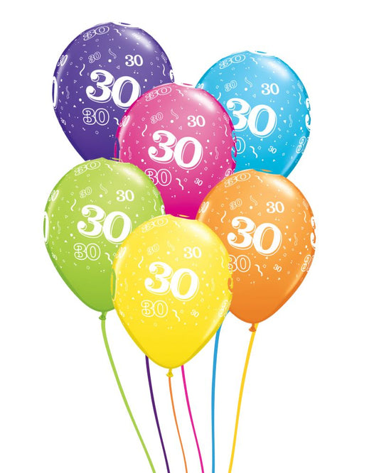30th Birthday Bright Mix Ceiling Balloons