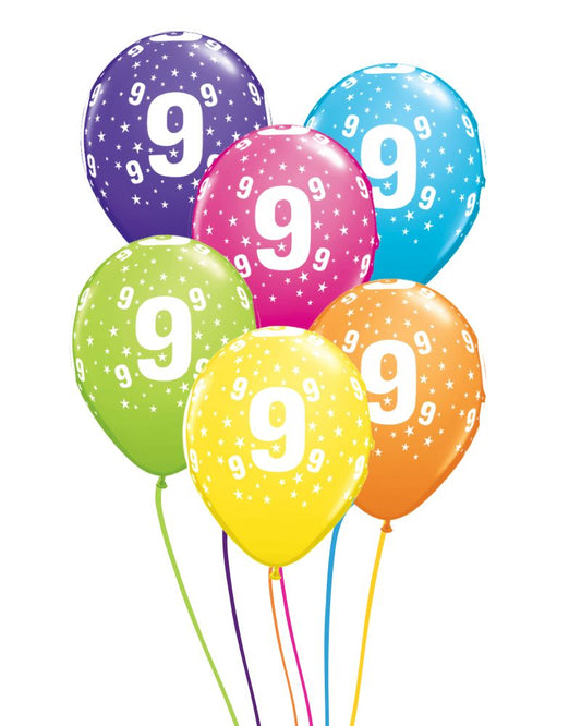 9th Birthday Bright Mix Ceiling Balloons