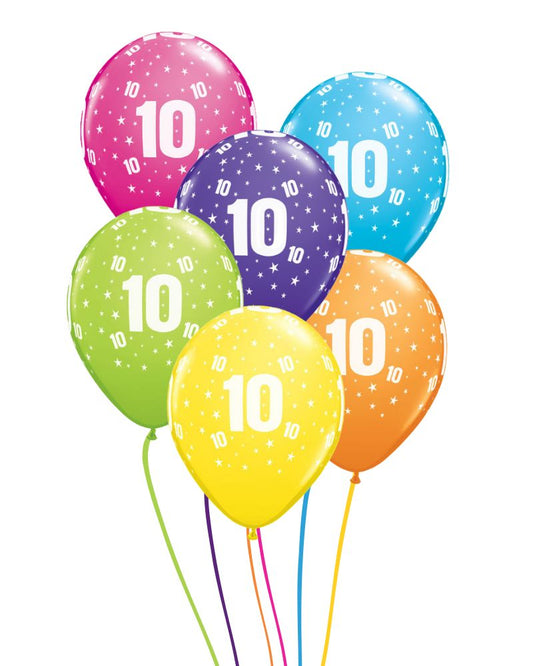 10th Birthday Bright Mix Ceiling Balloons