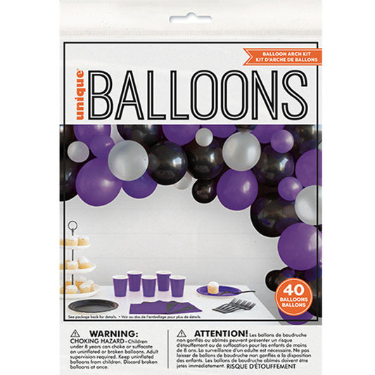 DIY Balloon Garland, Purple, Silver & Black