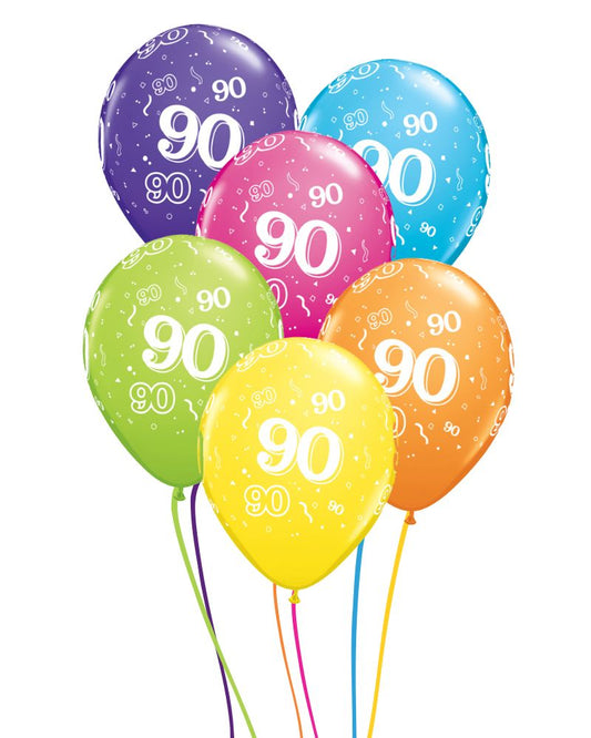 90th Birthday Bright Mix Ceiling Balloons