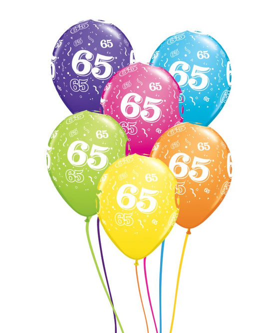 65th Birthday Bright Mix Ceiling Balloons