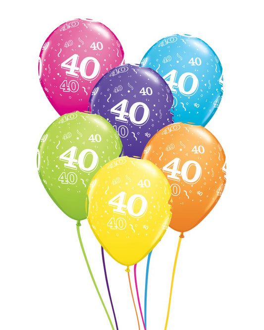 40th Birthday Bright Mix Ceiling Balloons
