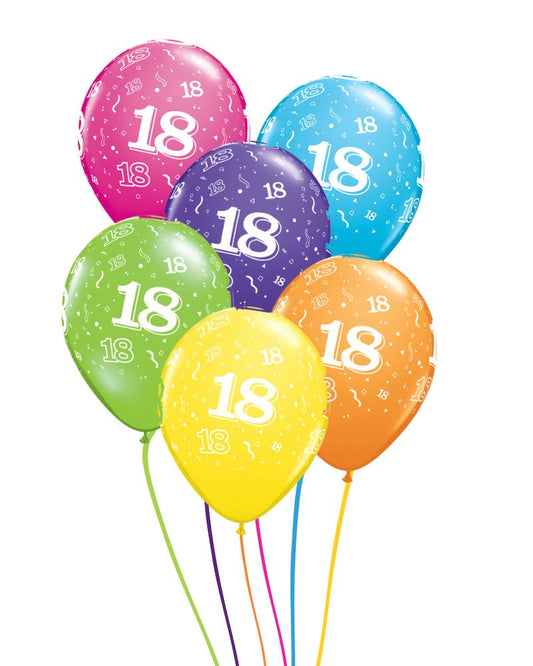 18th Birthday Bright Mix Ceiling Balloons