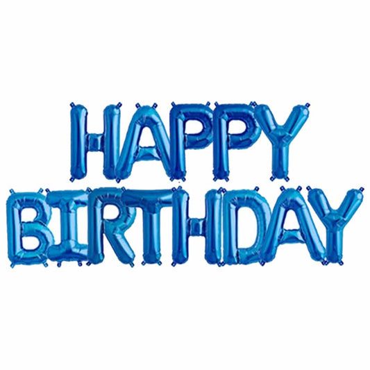 Blue Happy Birthday Balloon Banner