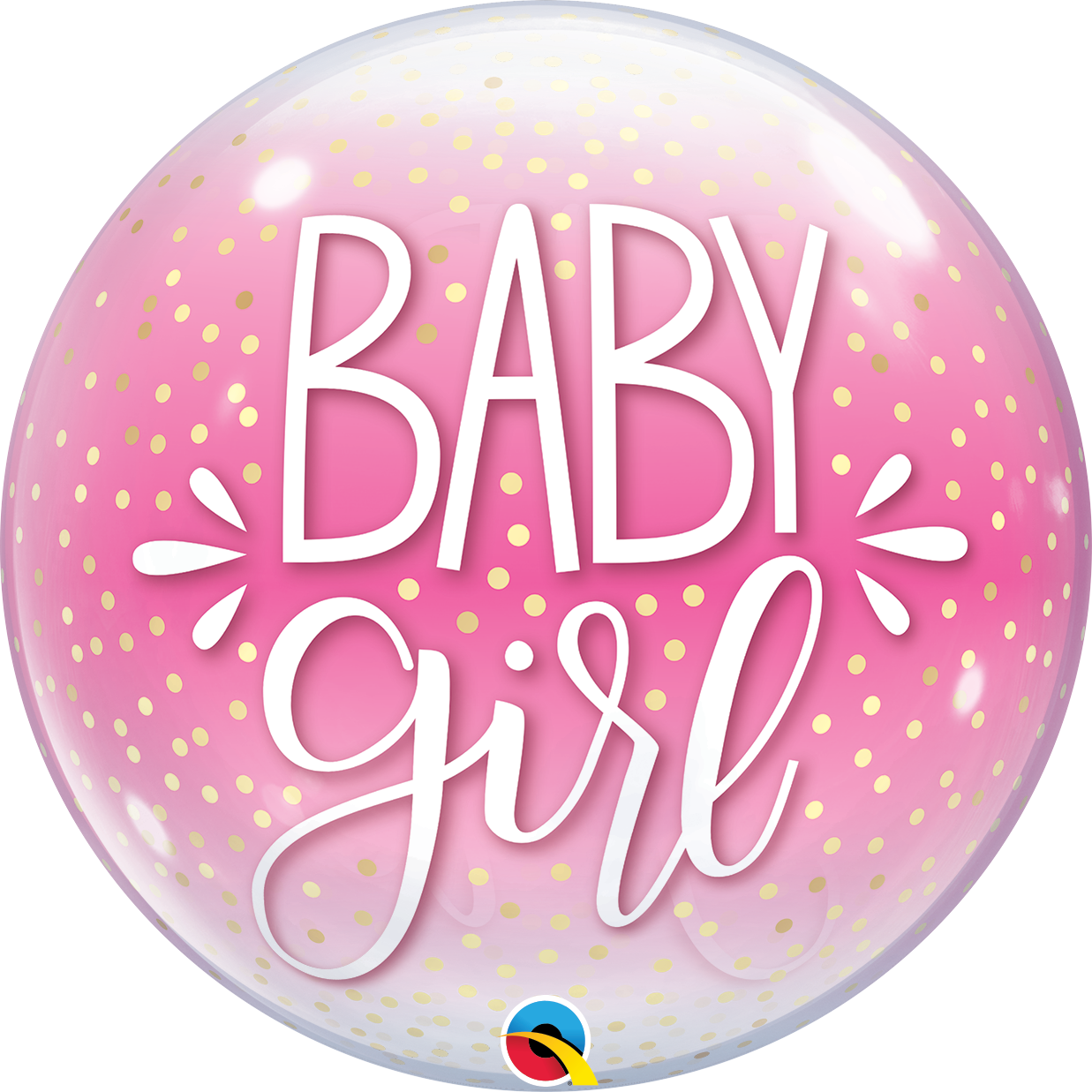 Baby Girl Confetti Dots Bubble Balloon - PartyFeverLtd