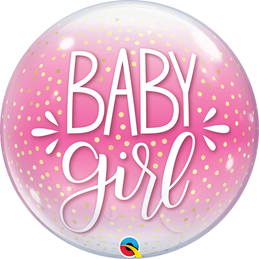 Baby Girl Confetti Dots Bubble Balloon - PartyFeverLtd