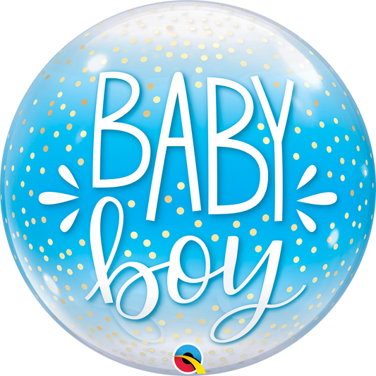 Baby Boy Confetti Dots Bubble Balloon - PartyFeverLtd