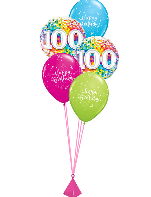 100th Rainbow Confetti Balloon - PartyFeverLtd