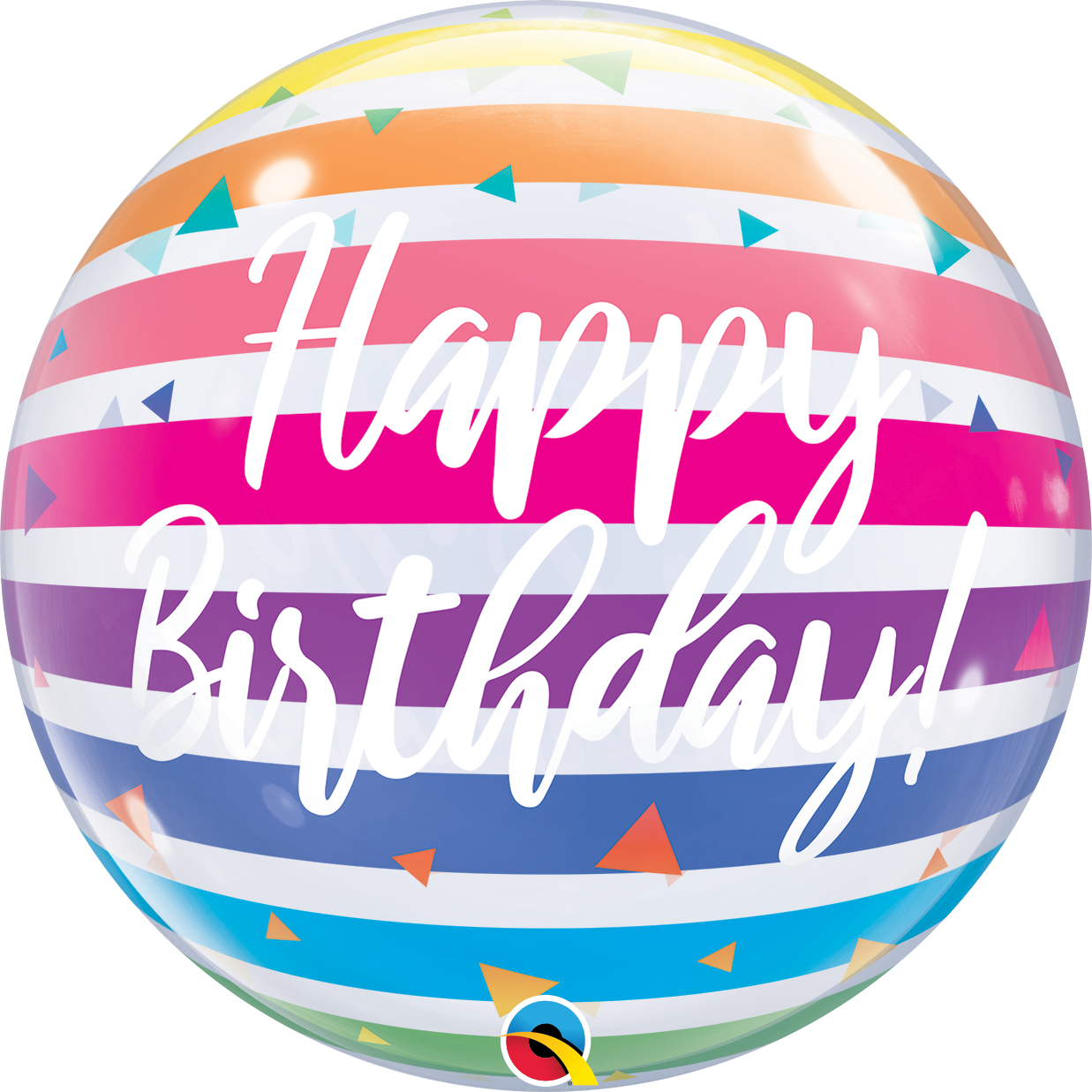 Birthday Rainbow Stripes Bubble Balloon - PartyFeverLtd