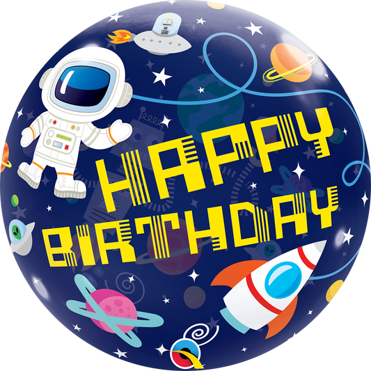 Outer Space Birthday Bubble Balloon - PartyFeverLtd