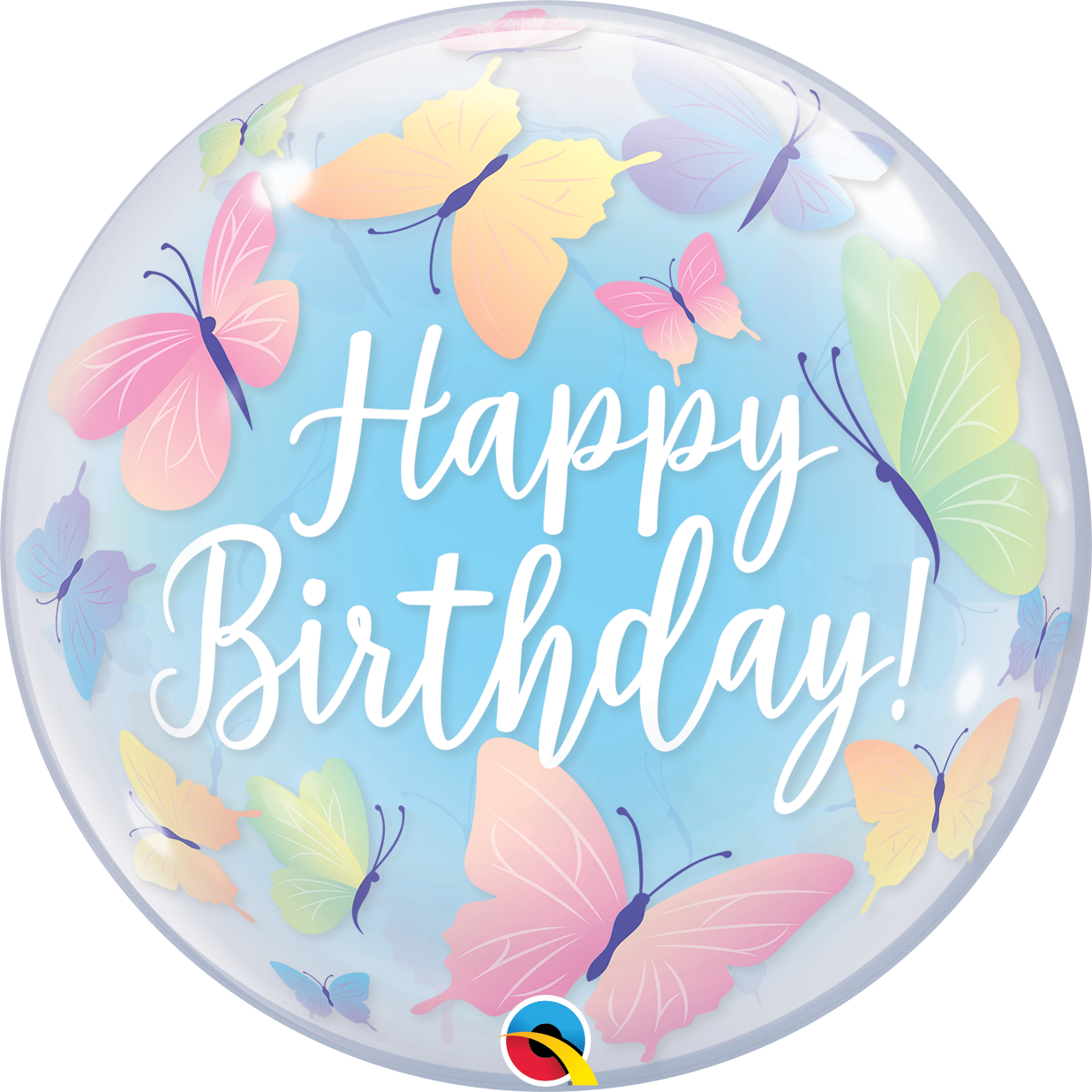 Birthday Soft Butterflies Bubble Balloon - PartyFeverLtd