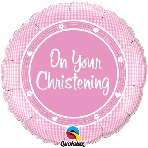 On Your Christening Pink Balloon - PartyFeverLtd