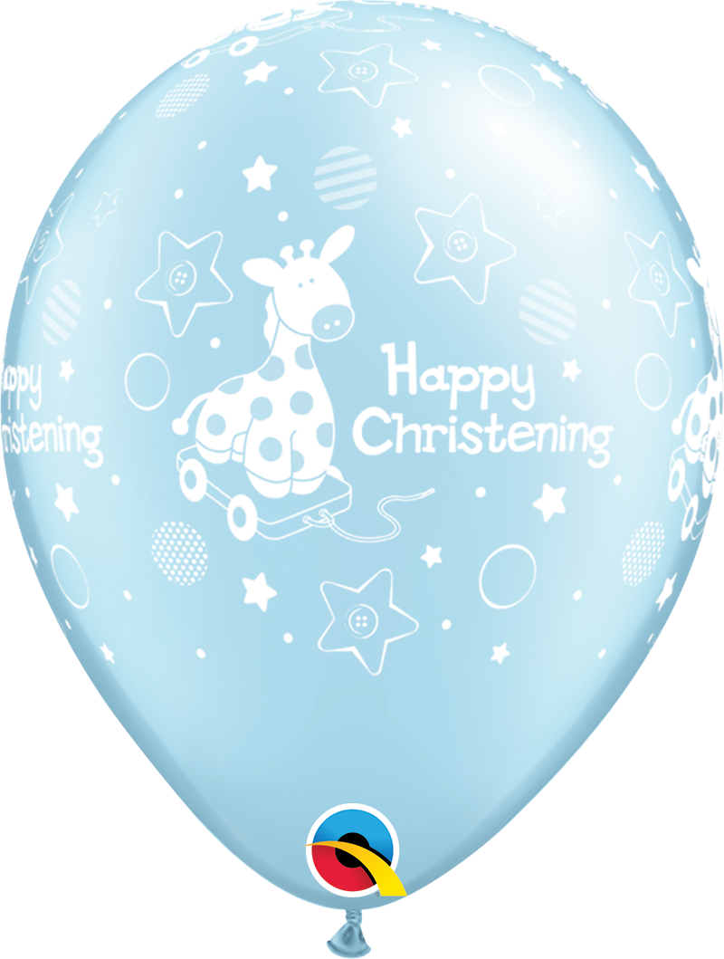 Blue Happy Christening Balloons Pk6 - PartyFeverLtd