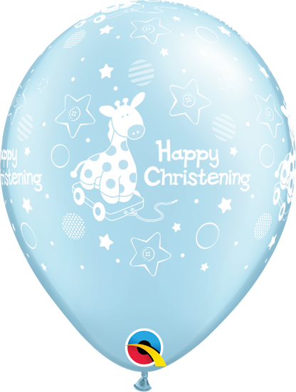 Blue Happy Christening Balloons Pk6 - PartyFeverLtd