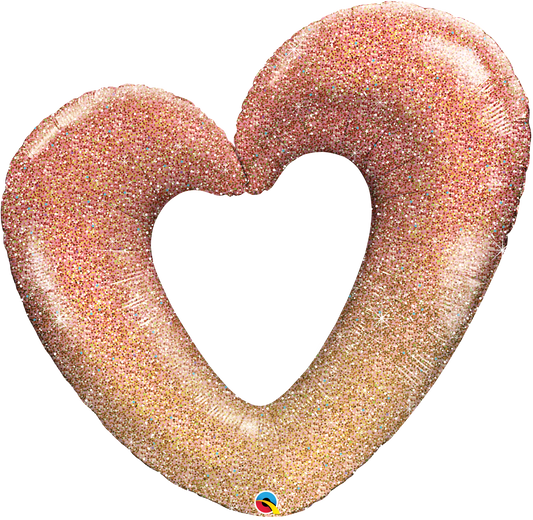 Rose Gold Glitter Open Heart Balloon