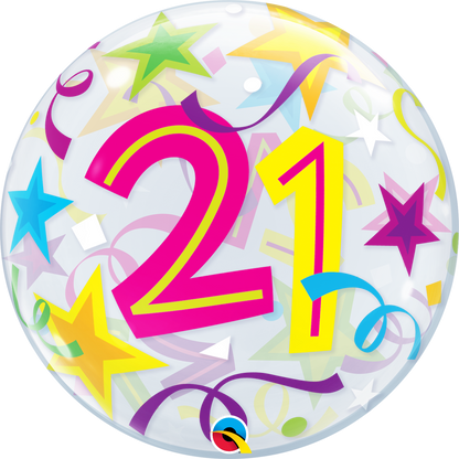 21st Birthday Bubble Balloon Bouquet - PartyFeverLtd