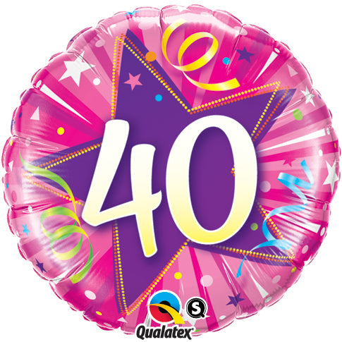 Hot Pink 40th Birthday Balloon - PartyFeverLtd