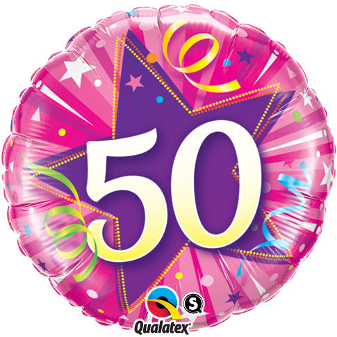 Hot Pink 50th Birthday Balloon - PartyFeverLtd