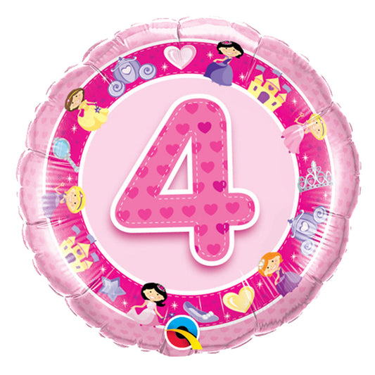 Pink 4th Birthday Balloon - PartyFeverLtd