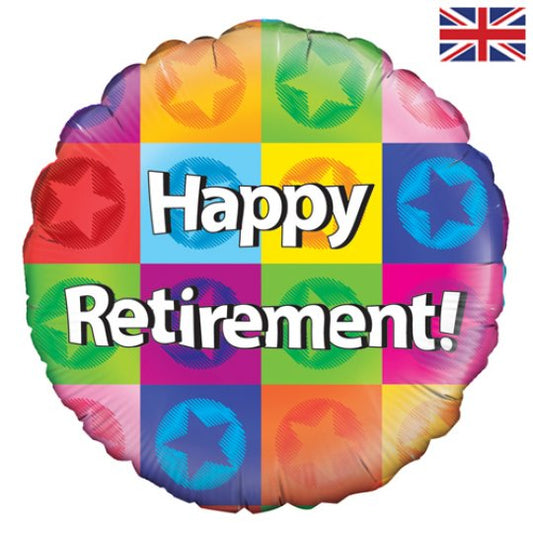 Happy Retirement Colourful Squares Balloon