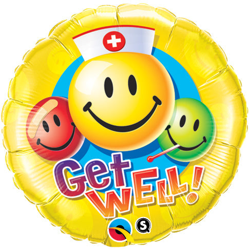 Get Well Smiley Faces Balloon - PartyFeverLtd