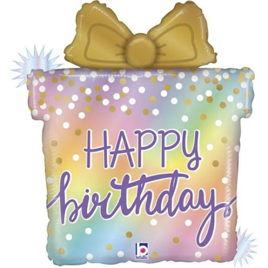 Pastel Present Birthday Balloon - PartyFeverLtd