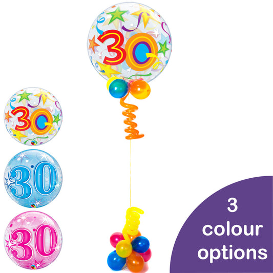 30th Birthday Bubble Balloon Bouquet - PartyFeverLtd