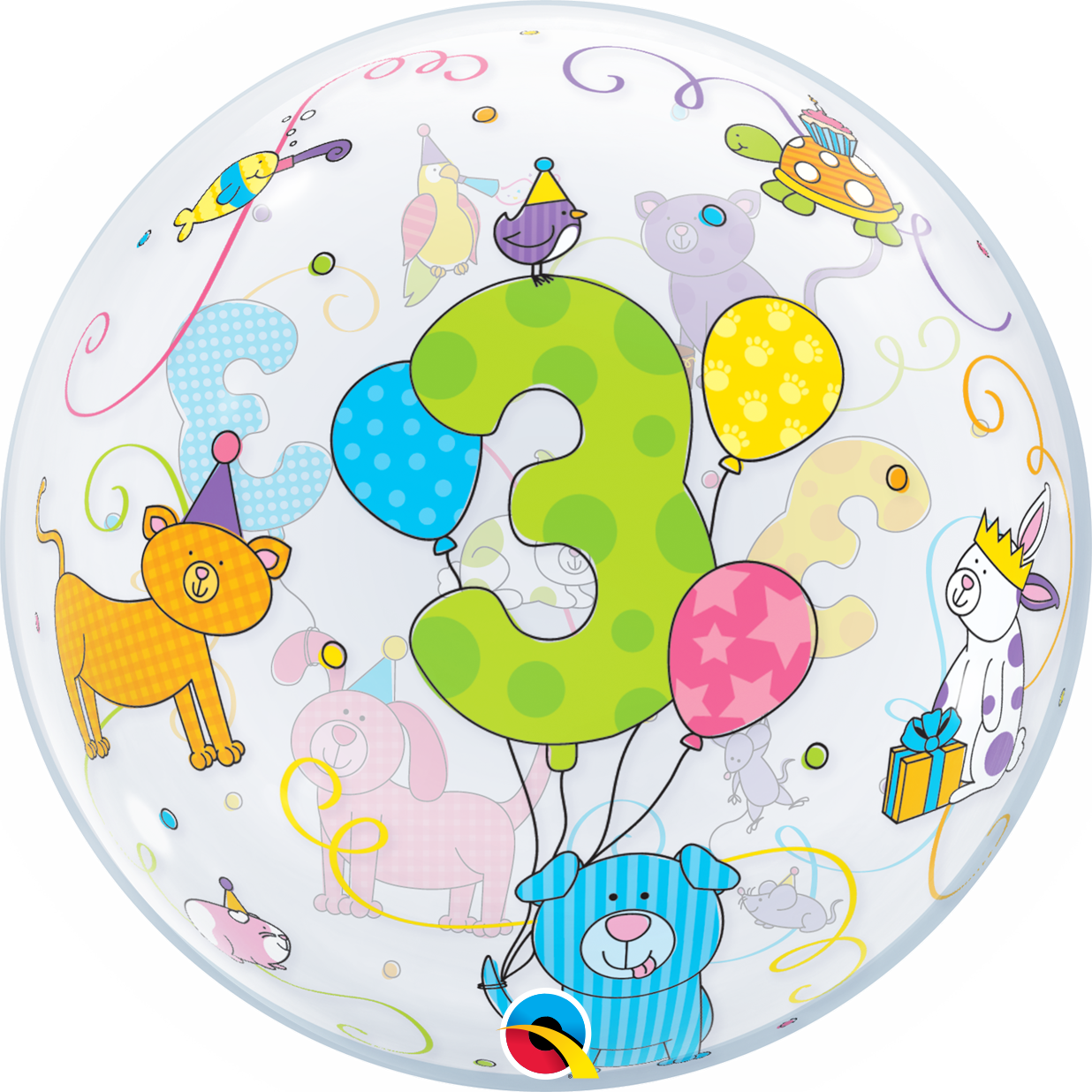 3rd Birthday Bubble Balloon - PartyFeverLtd