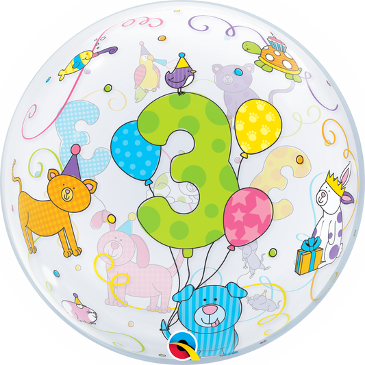 3rd Birthday Bubble Balloon - PartyFeverLtd