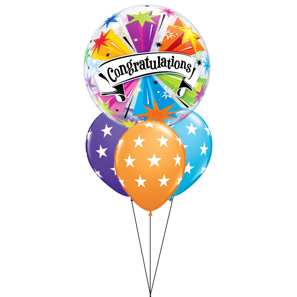 Congratulations Stars Bubble Balloon Bouquet