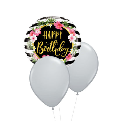 Hibiscus Stripes Birthday Balloon
