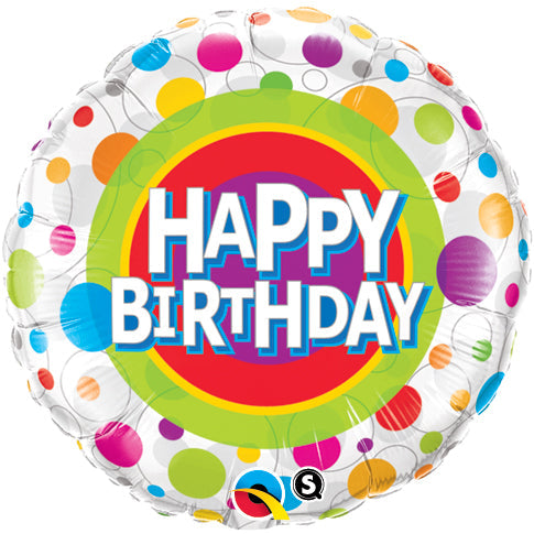 Colourful Dots Happy Birthday Balloon - PartyFeverLtd