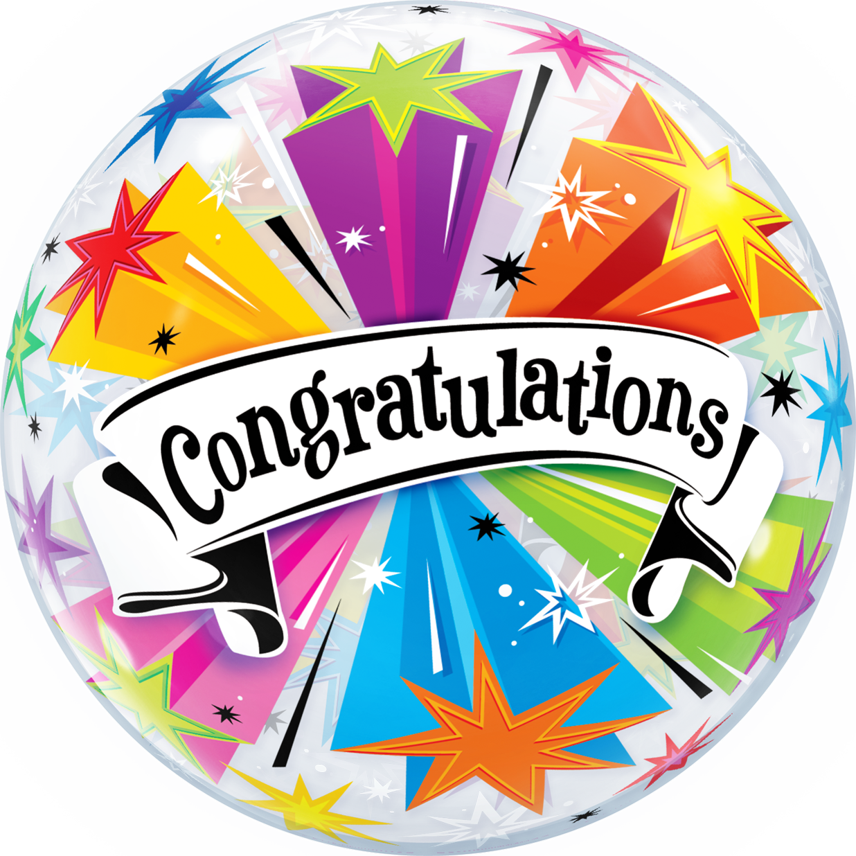 Congratulations Stars Bubble Balloon - PartyFeverLtd