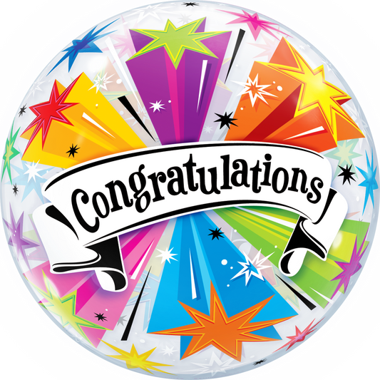 Congratulations Stars Bubble Balloon - PartyFeverLtd