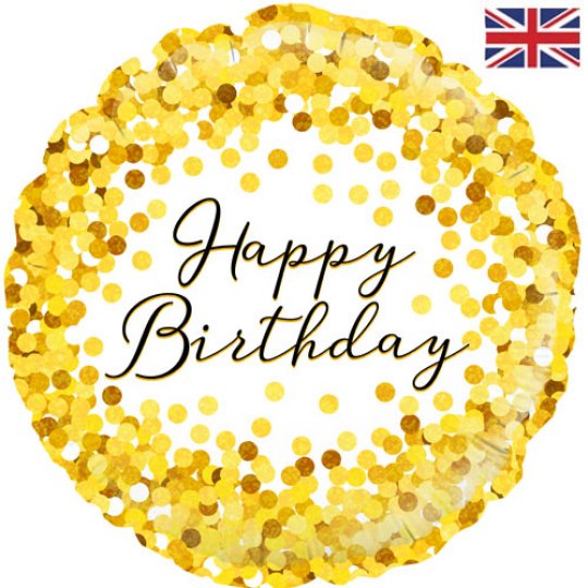 Holographic Gold Dots Birthday Balloon - PartyFeverLtd